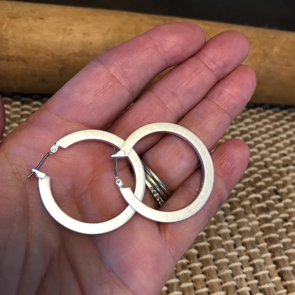Sterling Silver Hoop Earrings & Bracelet
